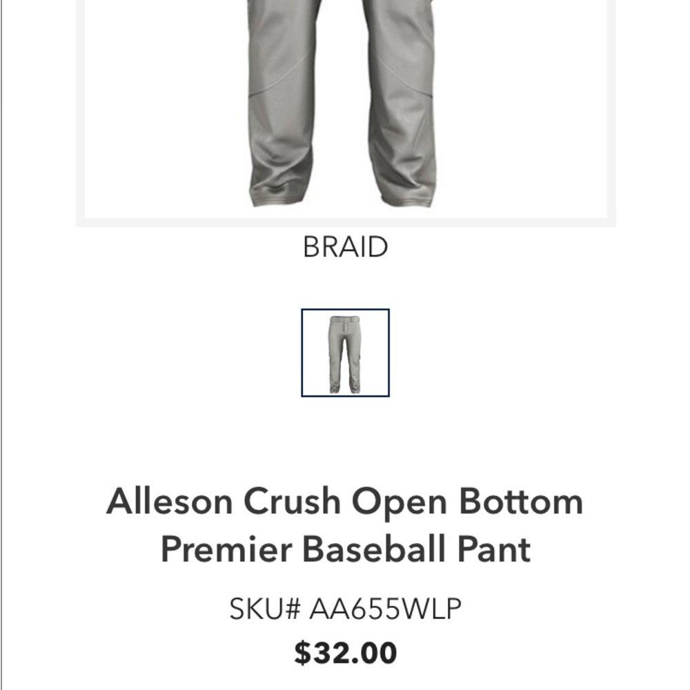 Alleson Athletic Adult X-Large Baseball Pant